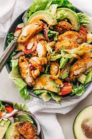 Crispy Chicken Salad With Sriracha Bbq Dressing Recipe Little Spice Jar Recipe Chicken Salad Recipes Crispy Chicken Salads Salad Recipes Nz