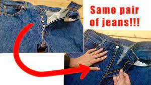 Replacing button-fly to zipper-fly on jeans! (hefty alterations) - YouTube