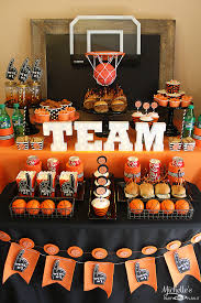 Find ideas for inspiring décor and themed snacks for a boy's basketball themed birthday party! Basketball Party Idea March Maddness Themed Food Mini Basketball Party Favors Basketball Party Favors Basketball Party Basketball Theme Party