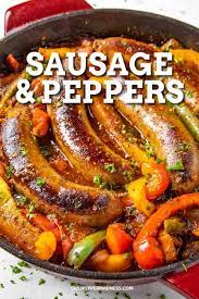 Sausage And Peppers Recipe This Sausage And Peppers Recipe Is An Italian American Cla Hot Sausage Recipes Italian Sausage Recipes Hot Italian Sausage Recipes
