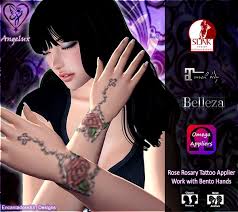 Simple grey rosary foot tattoo. Second Life Marketplace Angelux Rose Rosary Tattoo