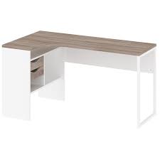 Tvilum Wayland 2 Drawer L Desk In White And Truffle Desk With Drawers Desks For Small Spaces Tvilum