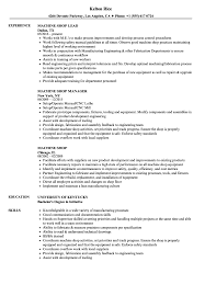 Mechanical engineer professional cv example. Machine Shop Resume Samples Velvet Jobs
