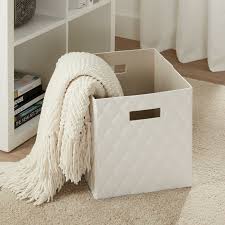 Save on cube storage leather. Better Homes Gardens 2 4 Pack Faux Leather Collapsible Cube Storage Bin 12 75 X12 75 White