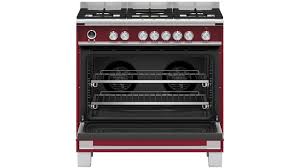 Classy 60cm dual fuel cookers that heat the oven with electric and use 4 precise gas burners. Buy Fisher Paykel 900mm Pyrolytic Freestanding Dual Fuel Cooker Red Harvey Norman Au