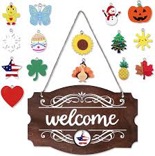 If you've missed any of the previous projects that have googled front porch pictures and your house was about the 4th one listed and i was stunned!! Amazon Com Interchangeable Seasonal Welcome Sign Front Door Decor Rustic Wood Welcome Sign Wall Hanging Porch Decoration For Fall Christmas Easter Valentines Thanksgiving 14 X 9 Inch Brown With White Letters Everything Else