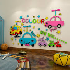 3d Cartoon Car Children S Room Layout Early Education Kindergarten Wall Decoration Baby Bedroom Wall Stickers