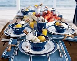 An Inspired New England Table Setting Love Me Some Lobster Lobster Party Seafood Party Clam Bake