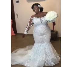 Amazing African Mermaid Wedding Dresses Luxury Beaded Lace Appliques Long Sleeve Bridal Gowns Wedding Dresses Plus Size Plus Wedding Dresses