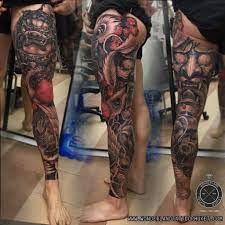 Wonderland Tattoo Leg Sleeve Tattoo Hannya Mask Tattoo Shin Tattoo