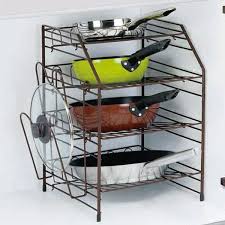 楽天市場 フライパンラック シンク下フライパンラック 4段 ファビエ フライパンスタンド シンク下収納 シンク下収納ラック フライパン収納 鍋蓋スタンド シンク下ラック フライパン整理 スチール製 ホワイト 白 リビングート 楽天市場店 フライパン 収納