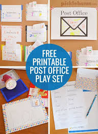 Post Office Play Free Printable Play Set Picklebums Dramatic Play Preschool Post Office Play Dramatic Play Area