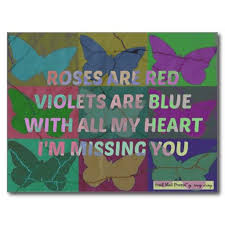 Roses Are Red Missing You Poem With Butterflies Postcard Zazzle Com In 2021 Red Roses Poems Missing You Poems