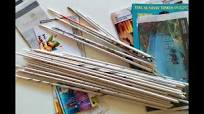 Rolled paper sticks. Weave into bowls, beads, baskets and many other items.  How to make paper sticks