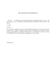 Sirius distribution srl, avand sediul social in bucuresti, soseaua iancului nr. Declaratie De Conformitate 2018