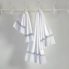 17 luxury towels that'll transform your bathroom into a personal spa. Luxury White Bath Towels Hiro With Long Hand Embroidered Fringes