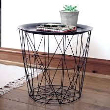 Skinny white marble top gold base mid century cocktail table. Black Geometric Iron Metal Wire Round Tray Top Storage Side Table Basket Home Furniture Diy Furnit Wire Coffee Table Coffee Table For Balcony Cofee Table