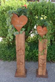 Old Wood Beam With Carved Heart Edelrost Heart With Text Of Your Choice Bottom Plate E Eiserne Hochzeit Edelrost Altholz
