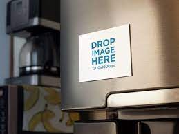 Download Placeit Fridge Magnet Mockup With A Coffee Machine And Bananas Print In The Back