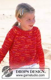 Pattern attributes and techniques include: Confetti Sunset Drops 89 11 Free Knitting Patterns By Drops Design Easy Baby Knitting Patterns Knitting Girls Sweater Pattern