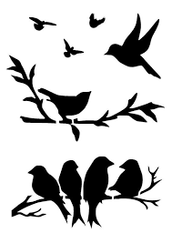 11 7 16 5 Quot Birds On Branches Stencil Birds 2 A3 Bird Stencil Silhouette Art Bird Silhouette