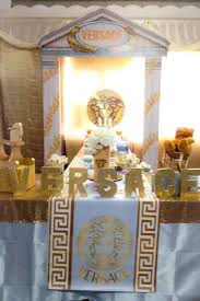 Versace Baby Shower Party Ideas Photo 2 Of 8 Baby Shower Party Decorations Baby Girl Shower Themes Greek Party Theme