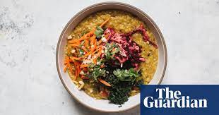 Hetty Mckinnon S Red Lentil Dahl With Beetroot Raita And Carrot Salad Recipe Lentil Dahl Carrot Salad Recipes Salad Recipes