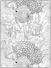 Weitere ideen zu bilder zum ausmalen, ausmalen, wenn du mal buch. Muster Mit Dekorativen Korallen Und Meer Oder Aquarium Fisch Fototapete Fototapeten Aqualung Druckbare Begeisterung Myloview De
