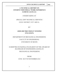 One example of a home reading report for the elementary student is simply a list indicating the book, author, pages read, and time spent reading. Pdf A Technical Report On Student Industrial Work Experience Scheme S I W E S Undertaking At Special Gift Technical Services Gudu District Fct Abuja