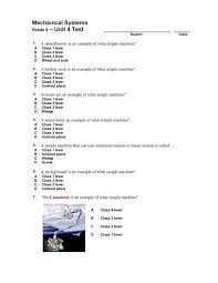 Description of summative performance task: Mechanical Systems Grade 8 A Unit 4 Test Ed Quest