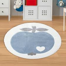 Kinderteppich kinderzimmer jungen babyteppich waschbar spruch. Jungen Teppich Apfel Blau Weiss Teppich4kids