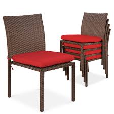Check out our patio chairs selection for the very best in unique or custom, handmade pieces from our patio furniture shops. Best Choice Products Set Of 4 Stackable Outdoor Patio Wicker Chairs W Cushions Uv Resistant Finish Brown Red Walmart Com Walmart Com