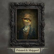 Victorian Frog Wall Art Print Vintage Animal Portrait Frog Artwork Dark  Academia Poster Funny Animal Print Frog Poster Quirky Animal Art