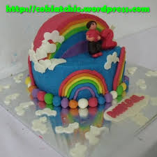 100 gr tepung terigu 1 saset susi dancow 1/4 sdt baking powder 1/4. Cake Pelangi Mikail Coklatchic Cake Est 2004
