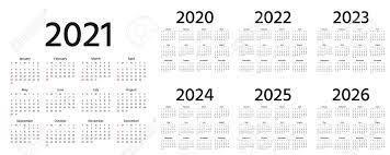 Below is our united states 2024 yearly calendar with federal holidays highlighted in red and prominent holidays highlighted in blue. Calendar 2021 2022 2023 2024 2025 2026 2020 Years Vector Royalty Free Cliparts Vectors And Stock Illustration Image 145665115