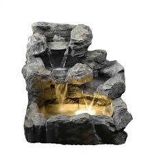 Rock Creek Cascading Outdoor Indoor Fountain With Illumination Fcl028 The Home Depot Indoor Fountain Water Fountains Outdoor Waterfall Fountain