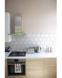 F B Setting Plaster On The Wall Ikea Cabinets Matte White Hexagonal Tiles From Equipe White Kitchen Tiles Loft Kitchen White Hexagon Tiles