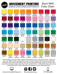 Pms Color Chart Movement Printing