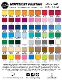 pms color chart movement printing