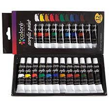 Colore Acrylic Paint Set Of 12 Professional Grade Pigments Painting Art Supplies Acrylic Paint Set Paint Set Acrylic Painting