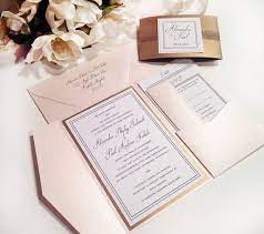 Elegance Blush And Antique Gold Pocket By Laniblueprintpress Blush Wedding Invitations Wedding Invitation Cards Wedding Invitations Diy