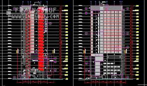 مخطط واجهة و مقاطع فندق Novotel اوتوكاد Dwg