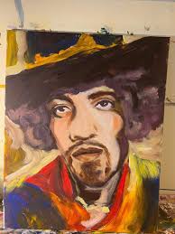 Customer's two guitar heroes in one painting. Jimi and Slash.