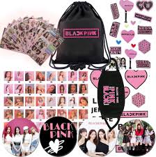 Amazon Com Blackpink Gift Set For Blink 40 Pack Blackpink Lomo Card 12 Sheet Stickers 4 Pack Button Pins 2pcs Lomo Card Tattoo Stickers Black Pink Kpop