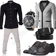 Schwarz Grauer Look Mit Strickjacke M0484 Mit Bildern Mode Fur Grosse Manner Jacken Casual Anzug