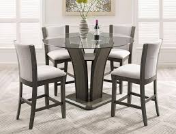 Crown Mark Cm1710t Gy 54 5 Pc 5 Pc Camelia Grey Finish Wood Base And 54 Round Glass To Round Dining Table Sets Glass Dining Room Sets Glass Round Dining Table