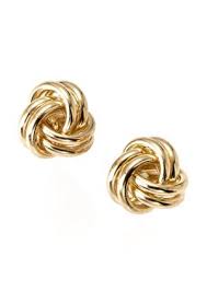 Classic Gold Knot Earrings Love Knot Stud Earrings Gold Knot Earrings Black Crystal Earrings