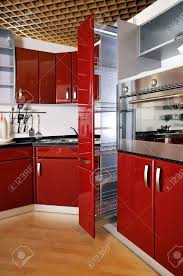 modern kitchen cabinet door a deep red