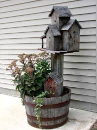 Old Whiskey Barrel Birdhouses Nichoir Decoration Jardin Jardins