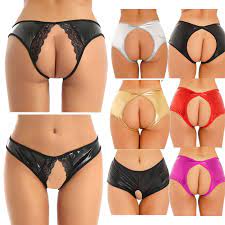Women's Wet Look Leather Lace Panties Briefs Underwear Lingerie Knickers  Thongs | eBay